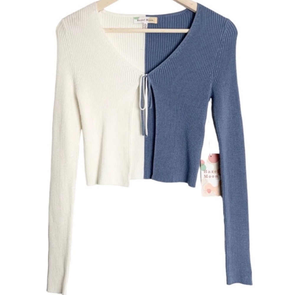 Two tone tie cardigan